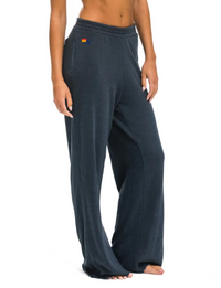 Womens Wide Leg Pocket Sweatpants, Charcoal