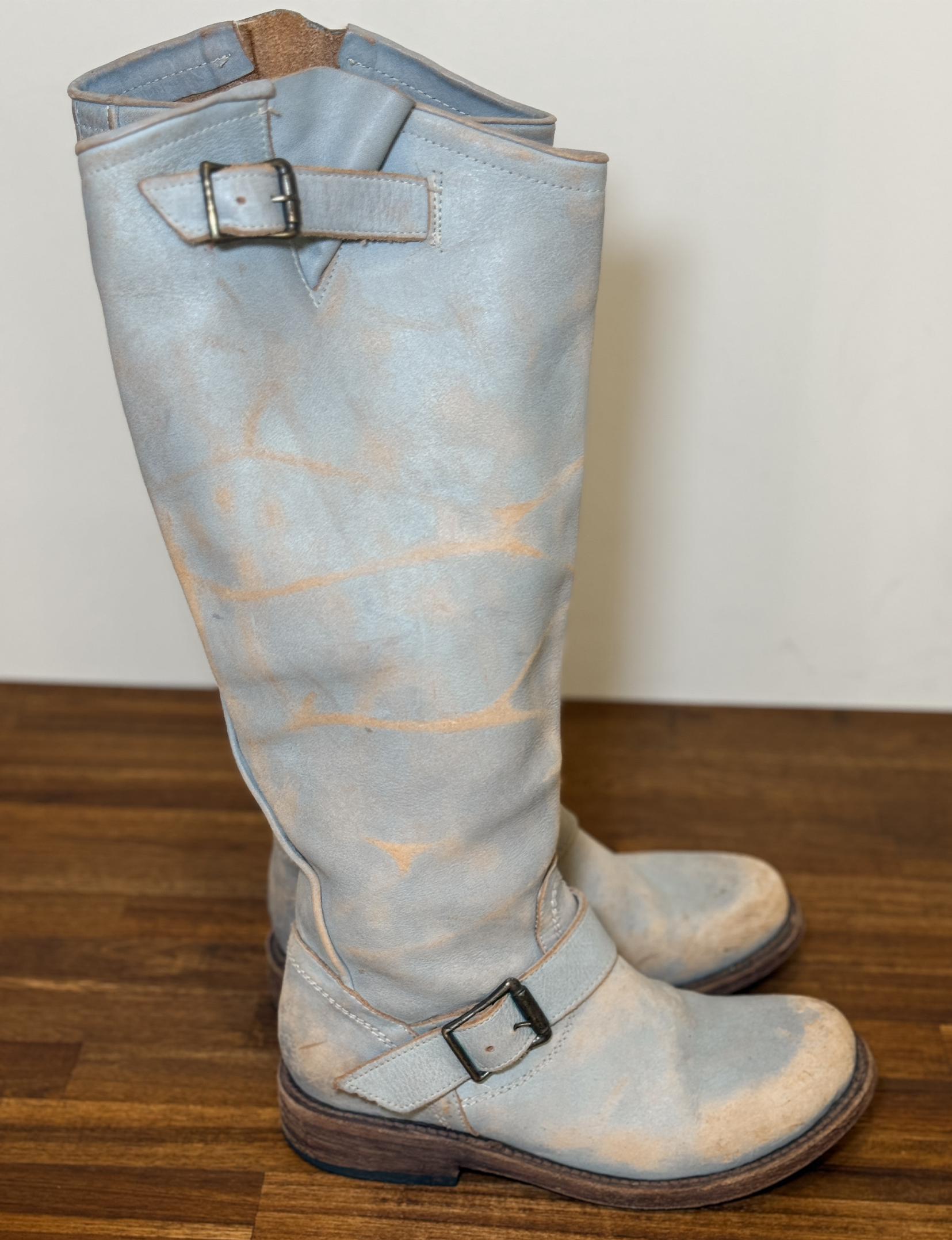 Freebird Tall Leather Boot, Distressed Stone