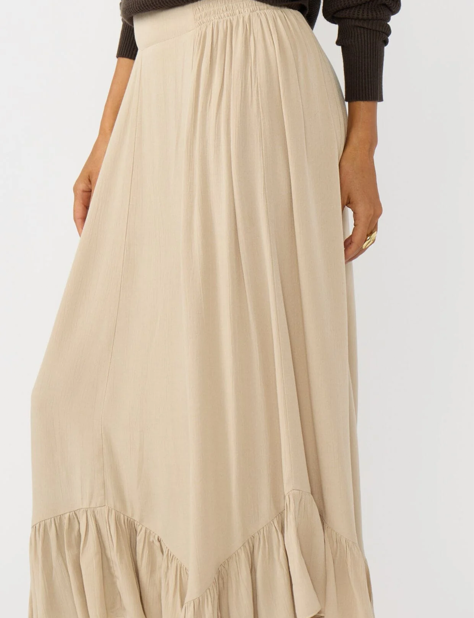 Bohemian Ruffle Skirt, Taupe