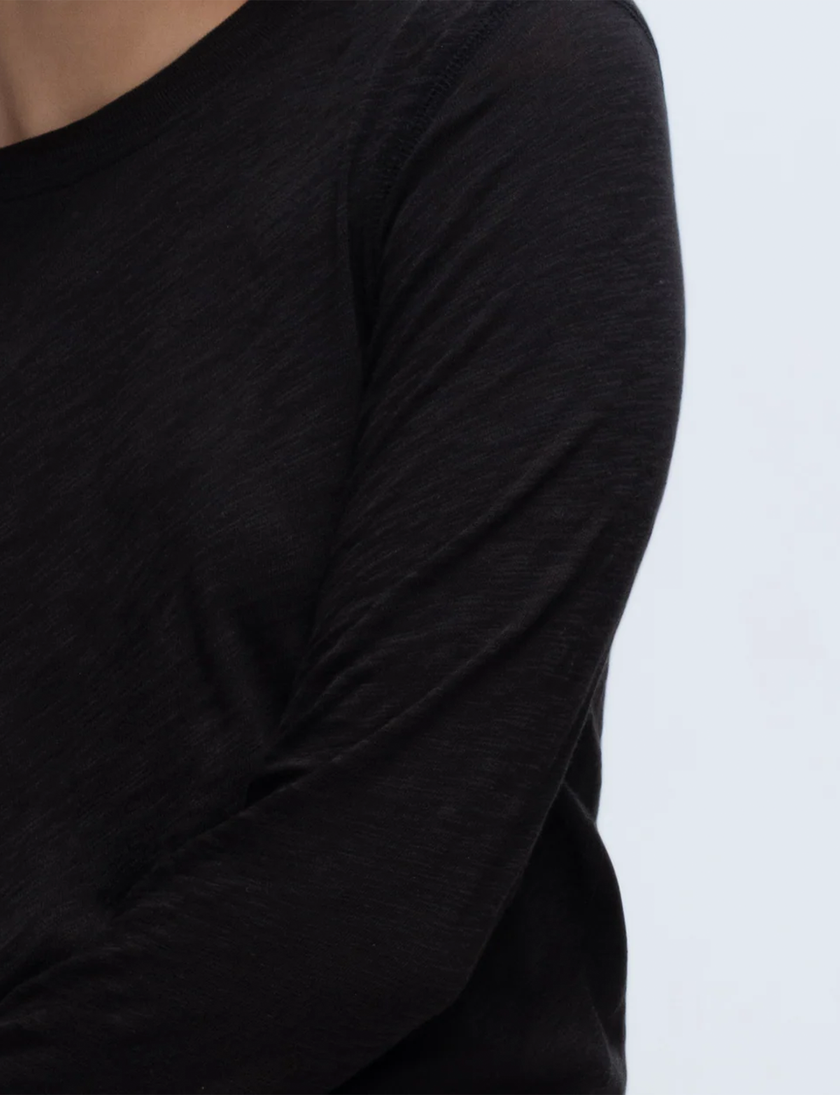 Slub Jersey Long Sleeve Destroyed Crop Crew, Black