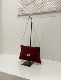 Amber Clutch, Burgundy Suede