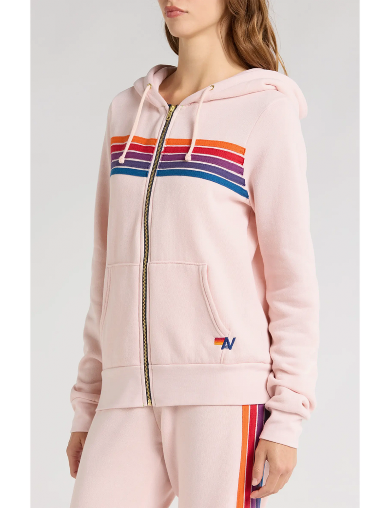 5 Stripe Zip Hoodie, Light Pink/Purple Orange