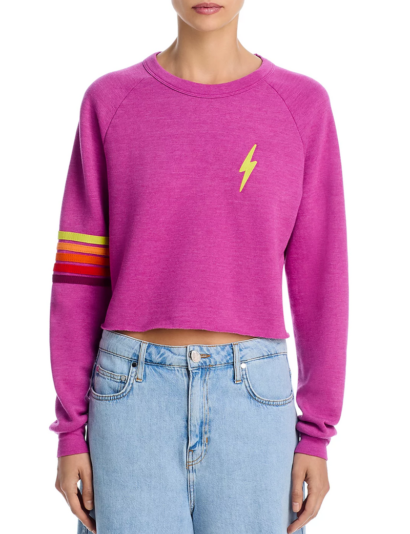 Stitch Bolt Rugby Crew Sweatshirt, Magenta/Orange Yellow