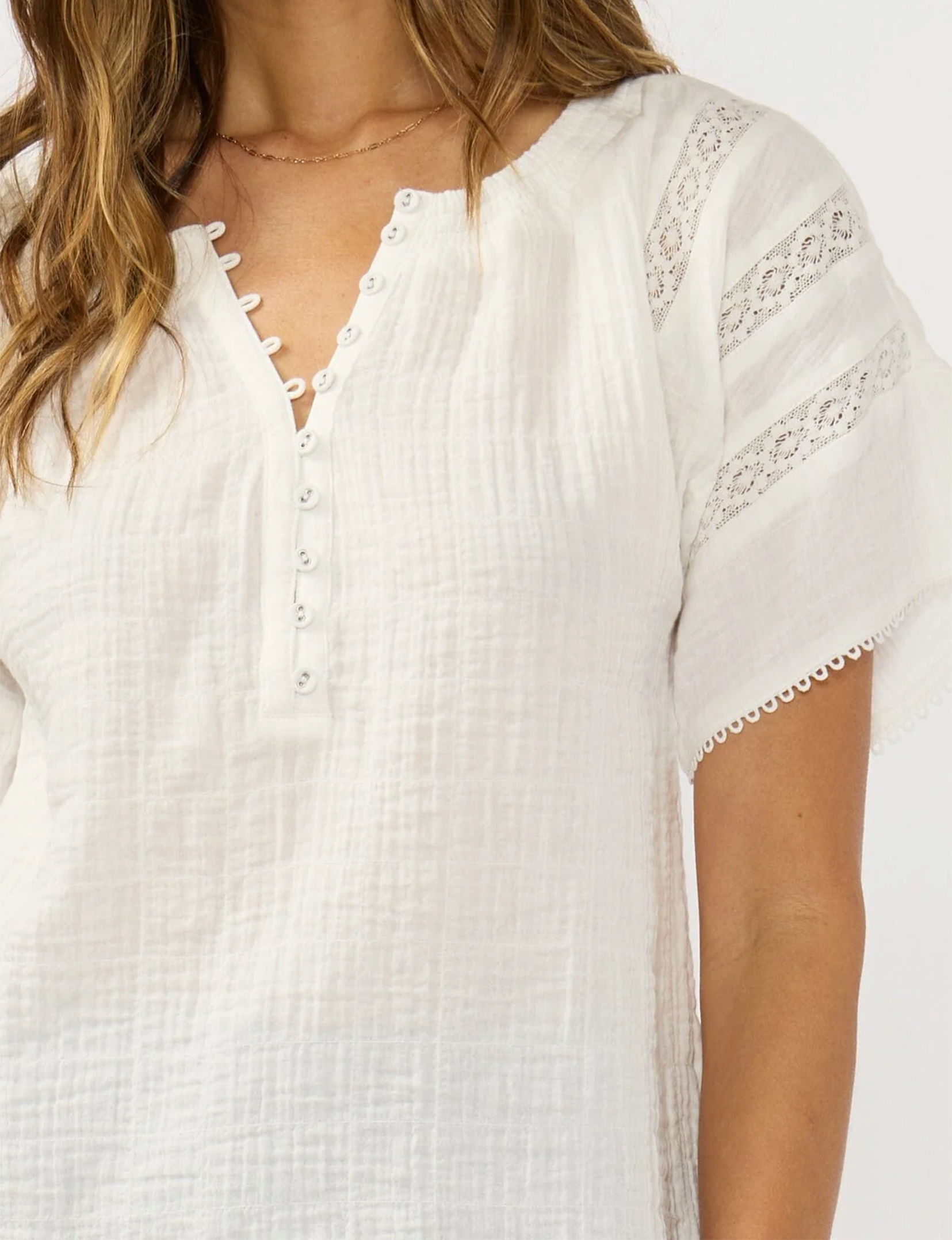 Tiana Gauze Top, Off White
