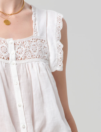 Mia Embroidered Top, White