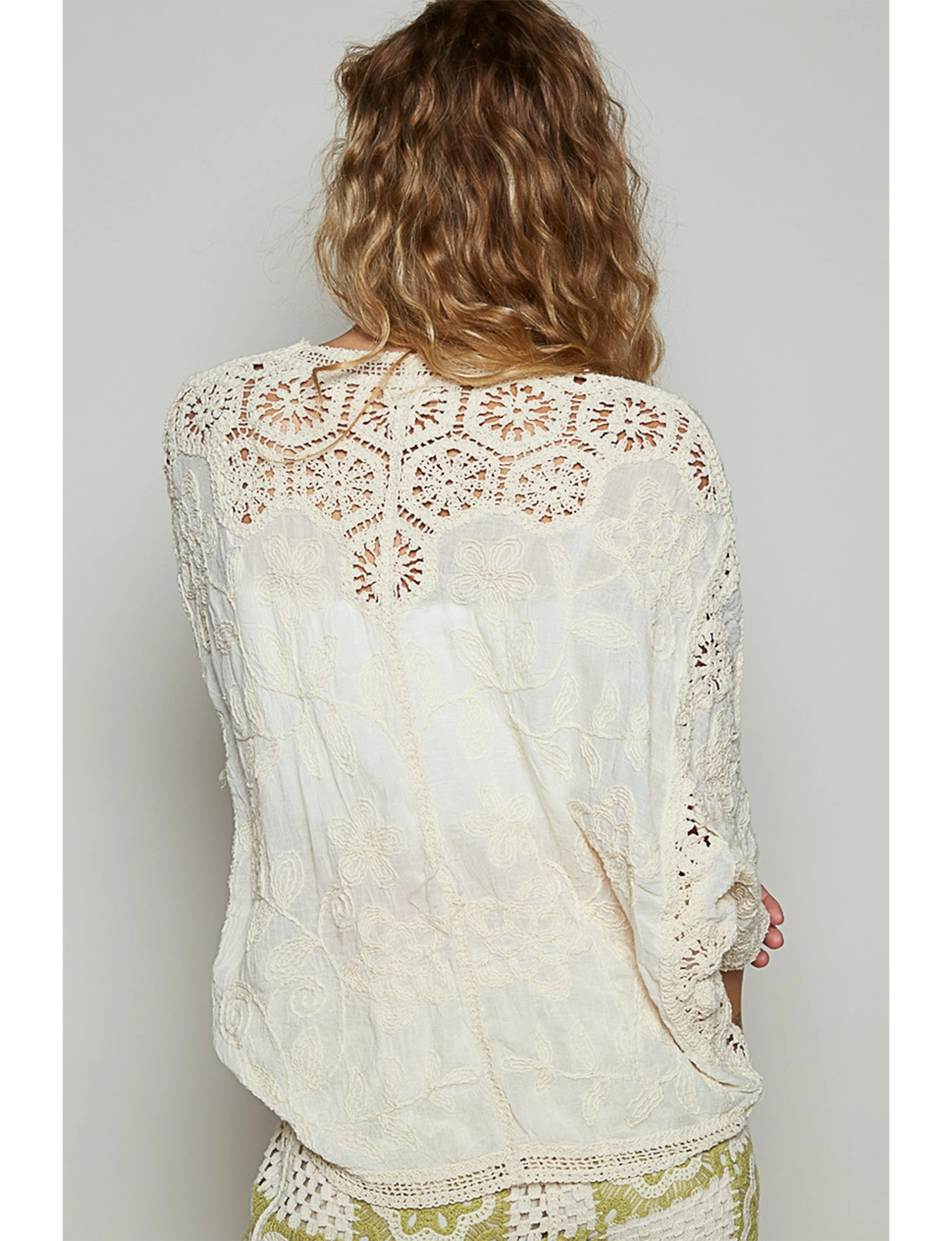 V-Neck Roomy Cardigan, Natural