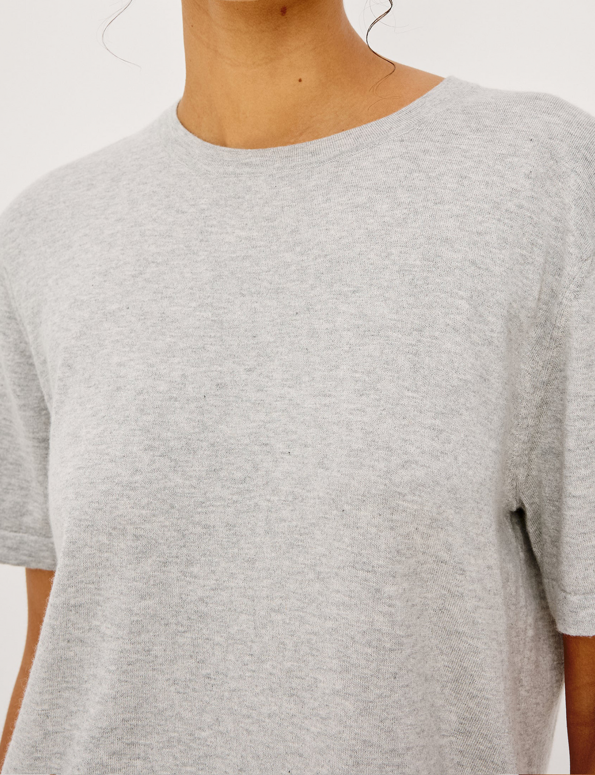 Cotton Cashmere SS Tee, Heather Grey
