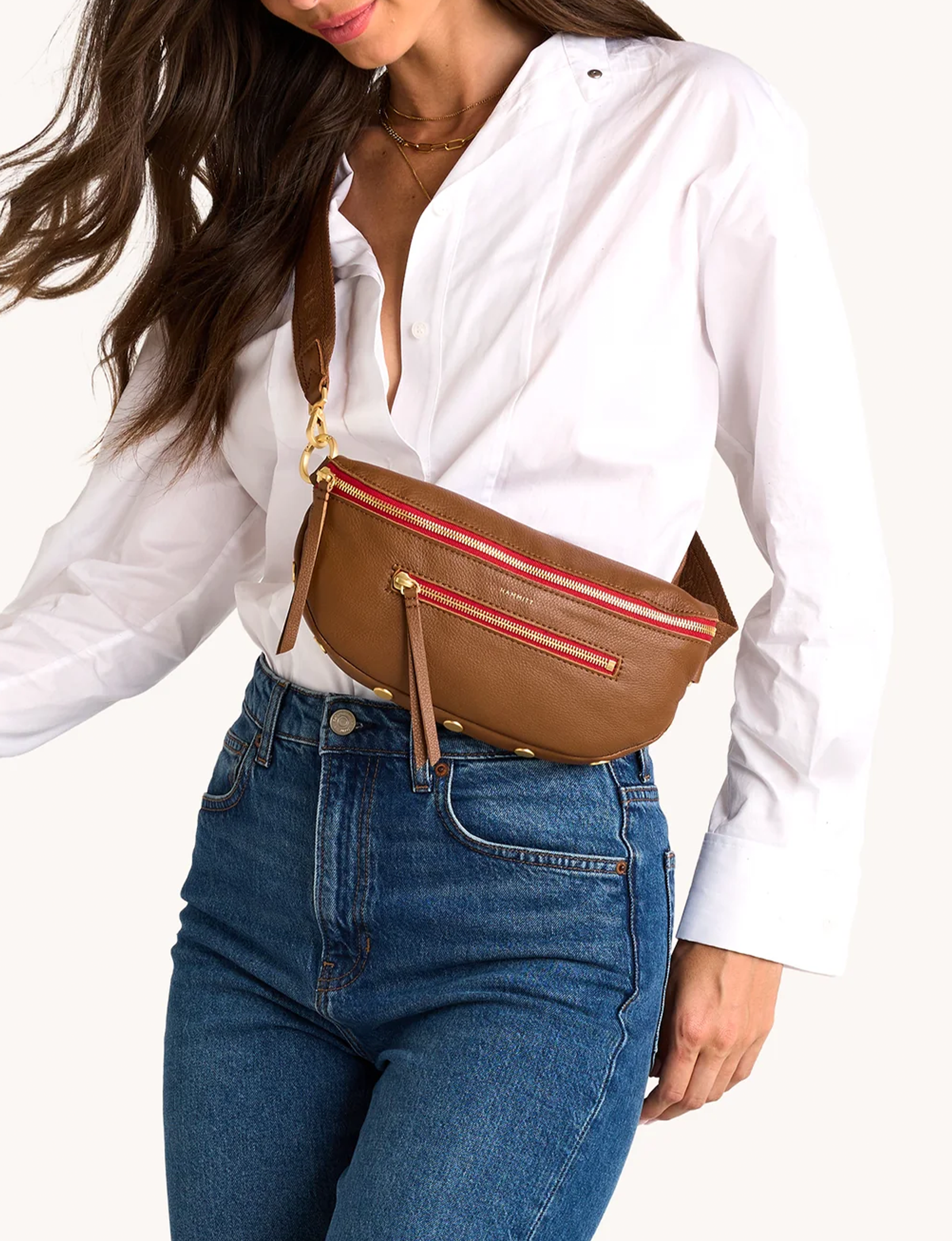 Charles Medium Crossbody, Mahogany/Brushed Gold