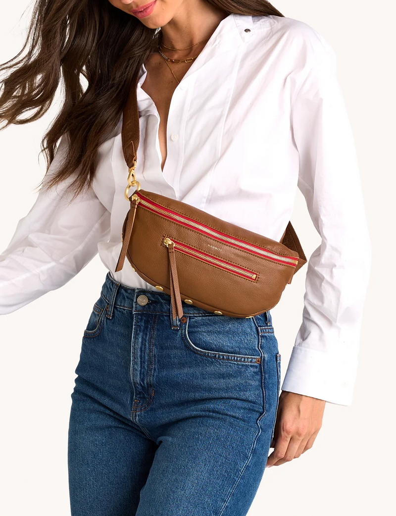 Charles Medium Crossbody, Mahogany/Brushed Gold