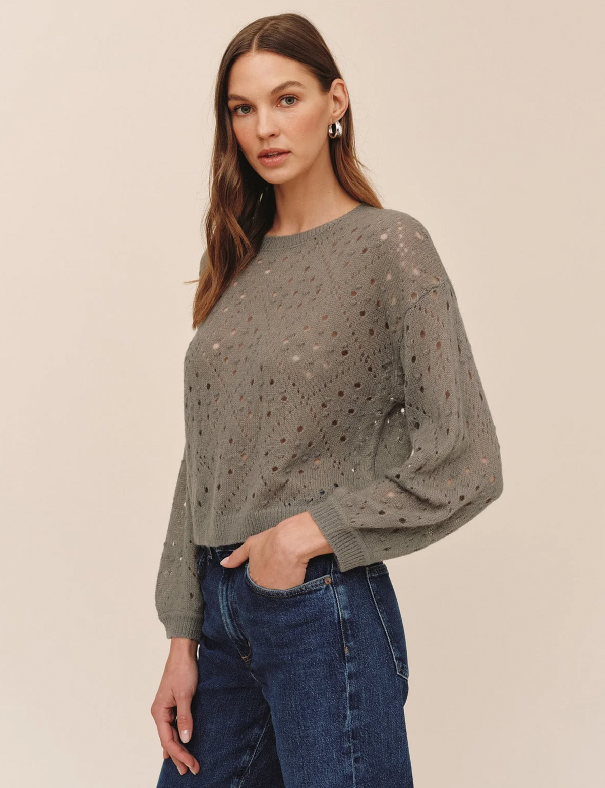 Balloon Sleeve Sweater, Shadow Moss