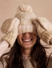 Rainbow Run Hat + Gloves, Ivory