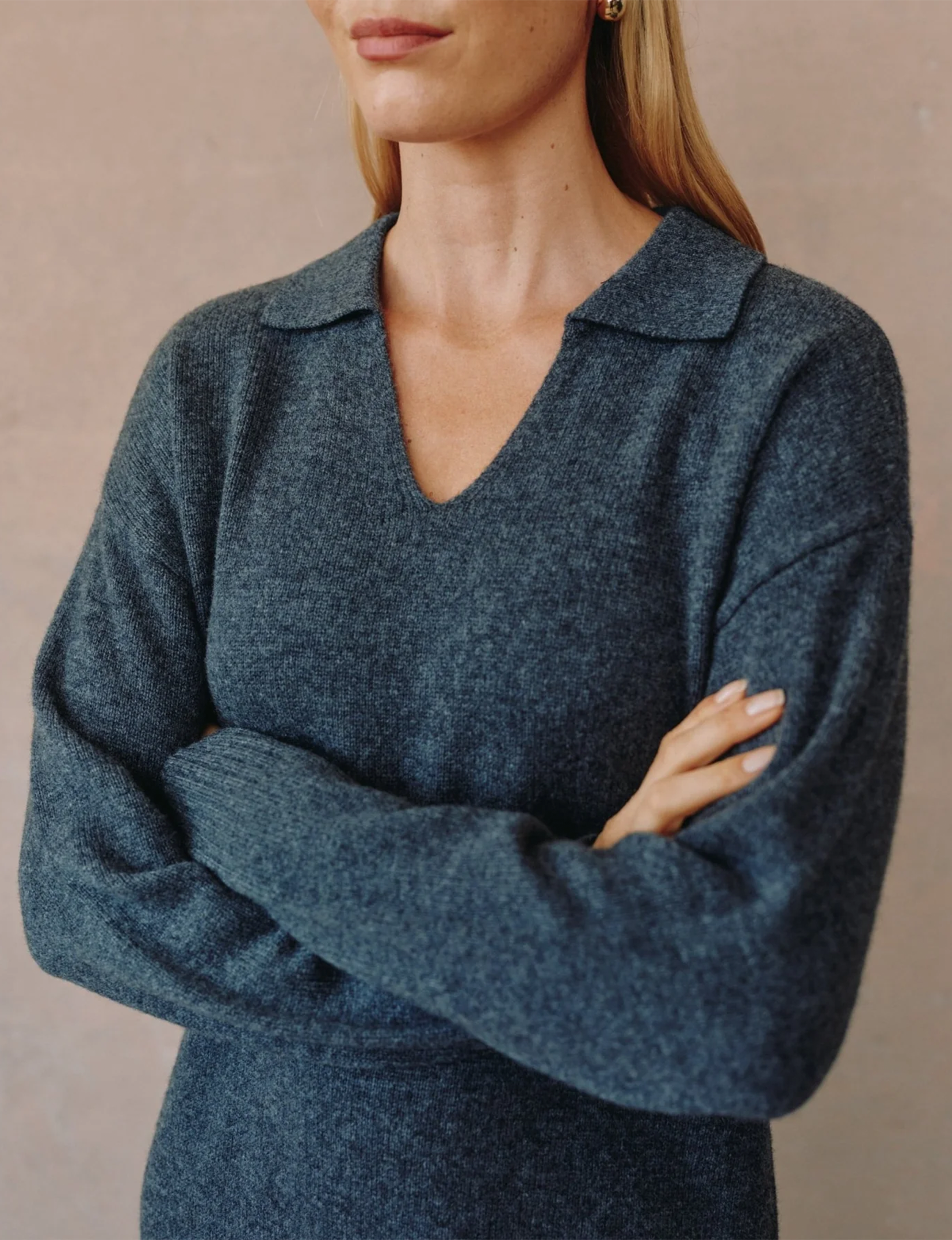 Pullover Sweater Dress, Charcoal