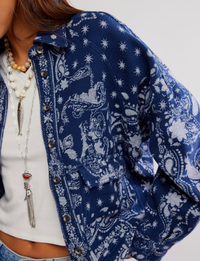 Bandana Jacquard Shirt, Indigo/Combo