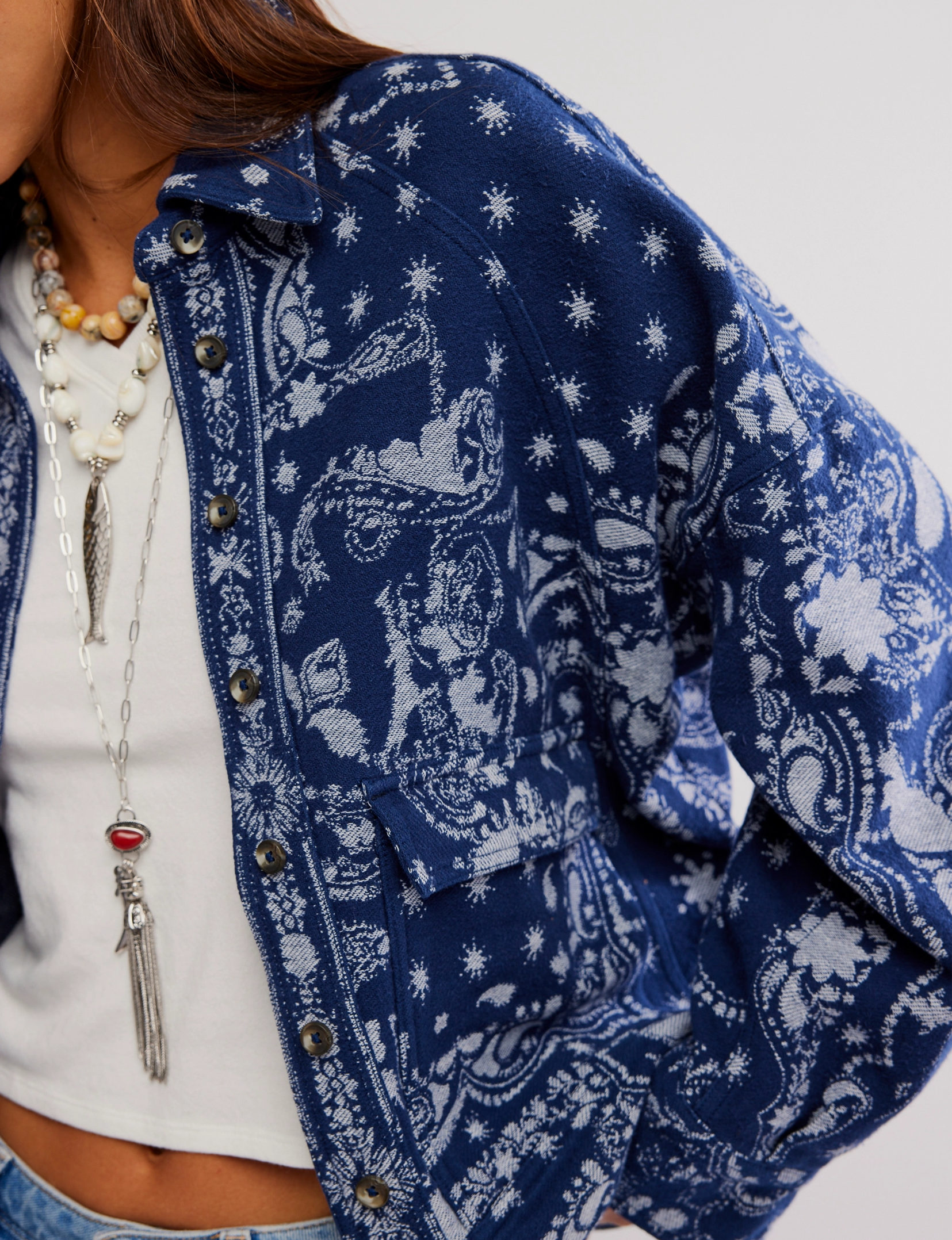 Bandana Jacquard Shirt, Indigo/Combo