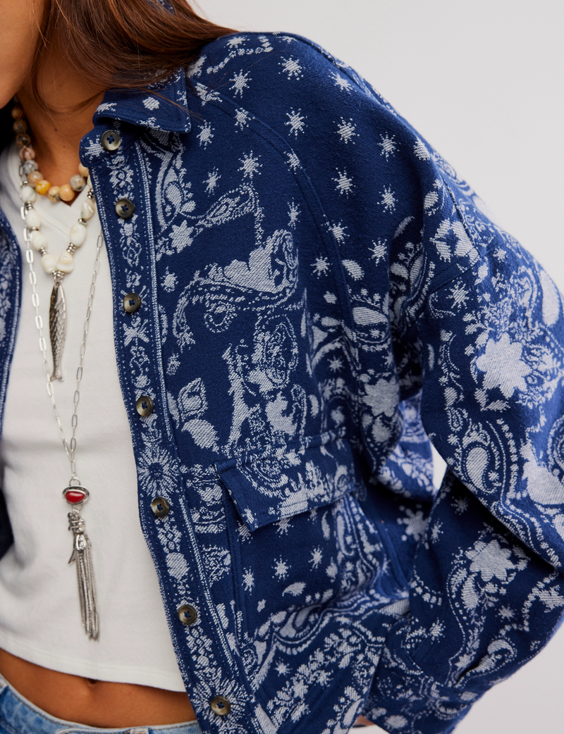 Bandana Jacquard Shirt, Indigo/Combo
