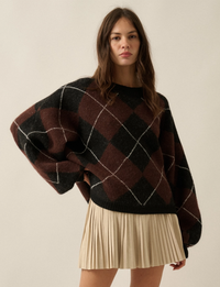 Argyle Sweater, Brown/Black
