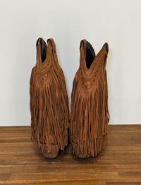 Tall Fringe Suede Boots, Camel