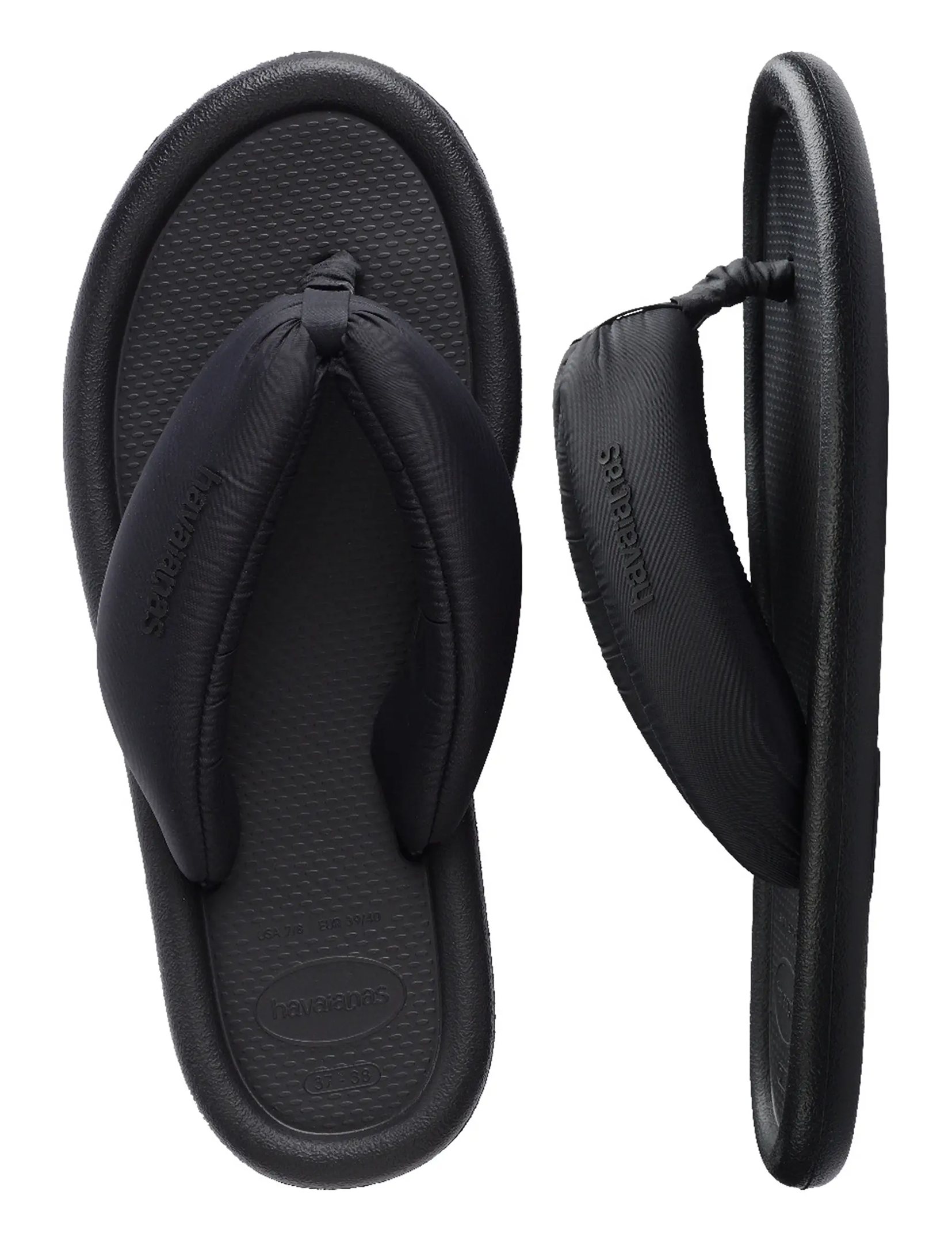 Puffed Up Flip Flops, Black
