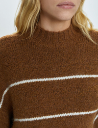 Carlen Mock Neck Sweater, Caramel/White Stripe