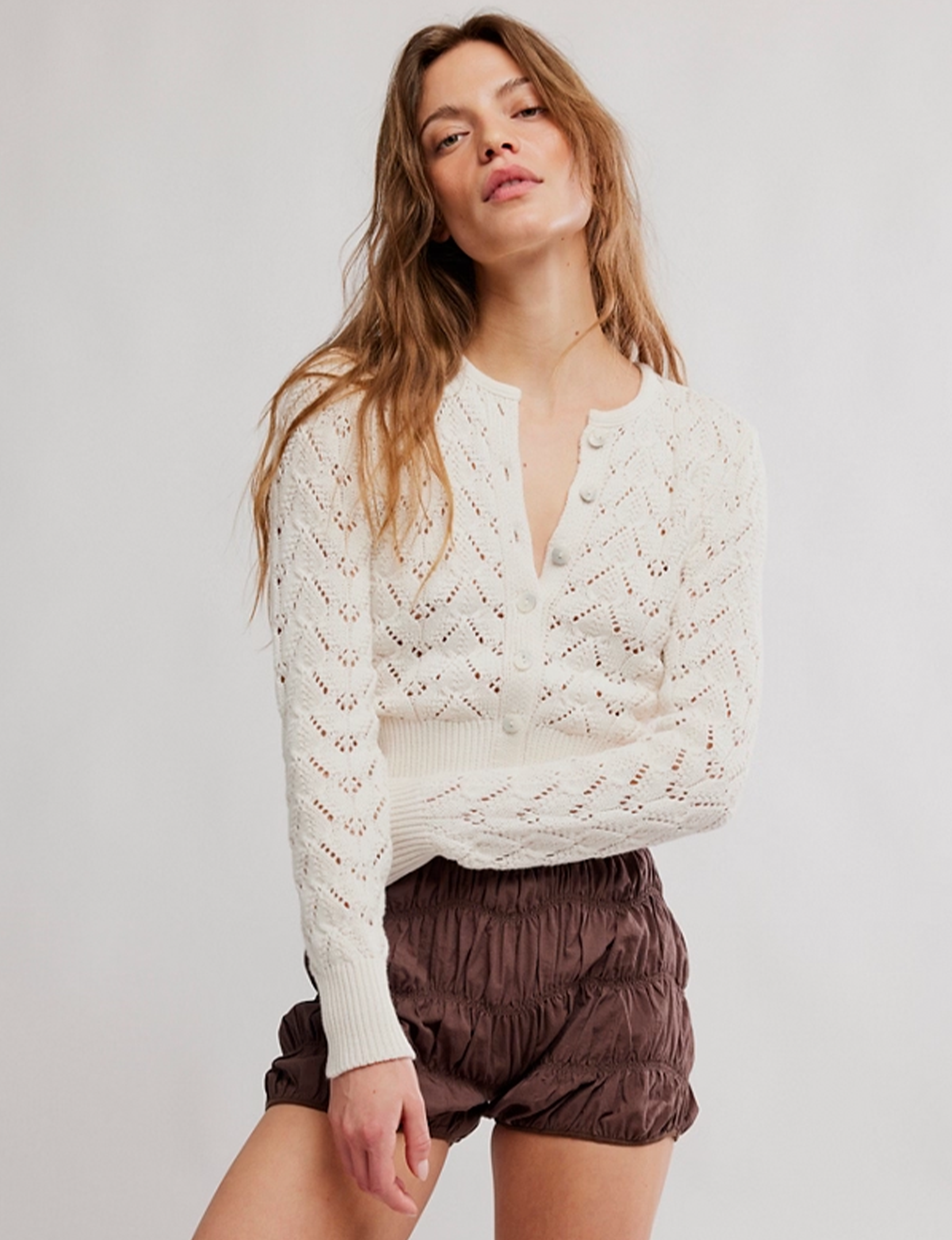 Pretty In Pointelle Cardi, Ivory