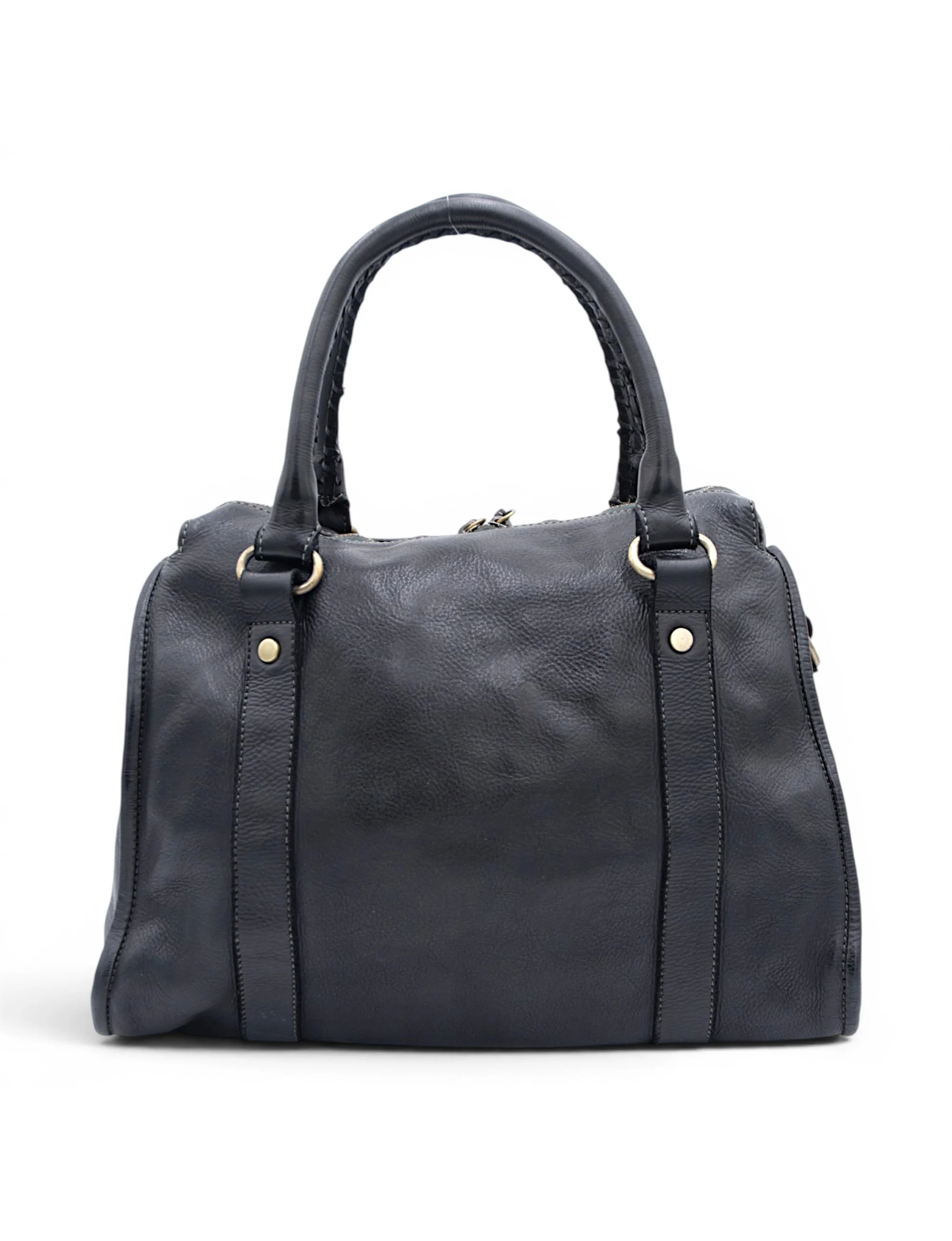 Large Leather Satchel, Black