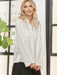 Embroidered Button Up Blouse, White