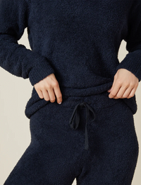 Solid Marshmallow V-Neck Lounge Set, Black