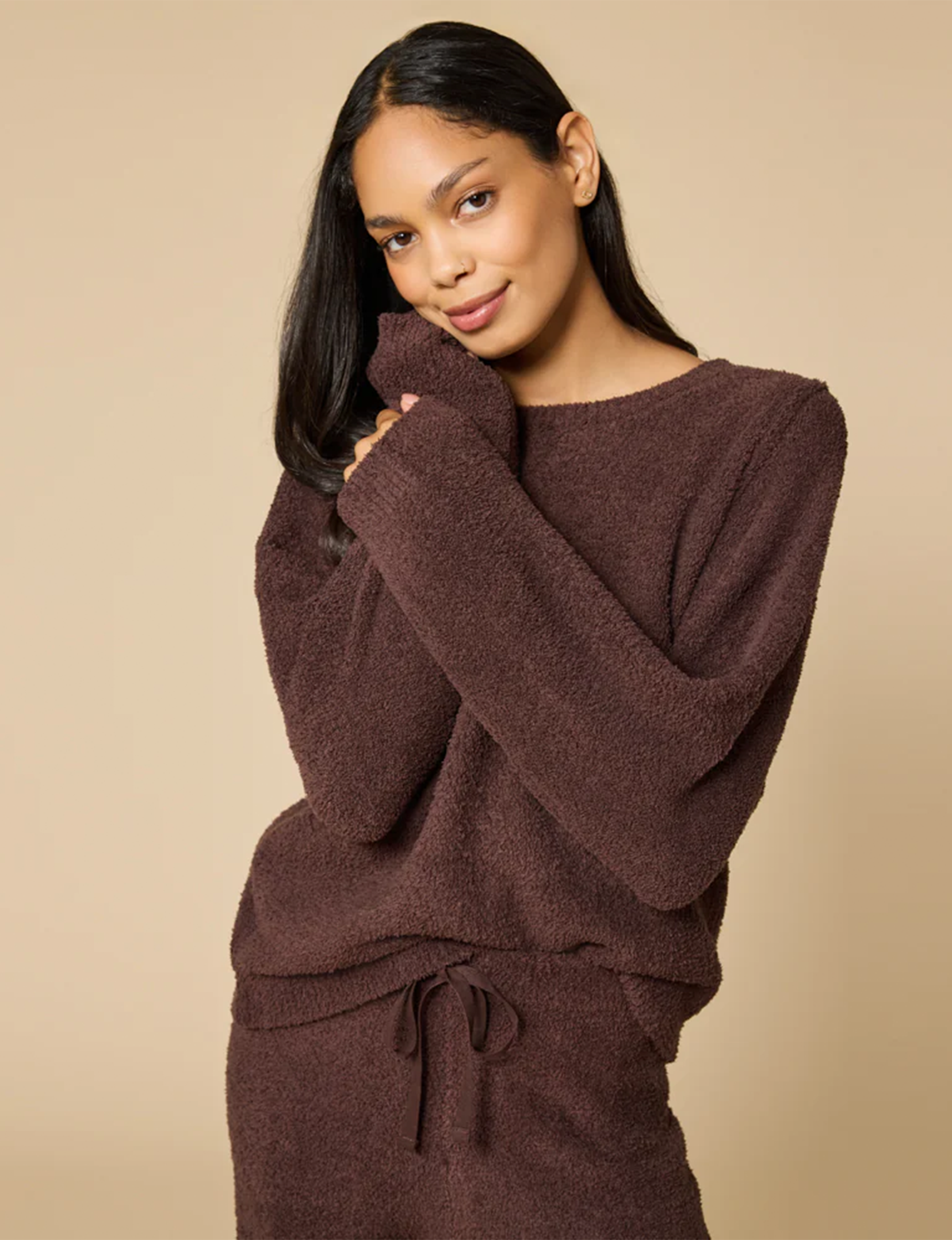 Marshmallow Reverse Seam Bracelet Lounge Set, Espresso