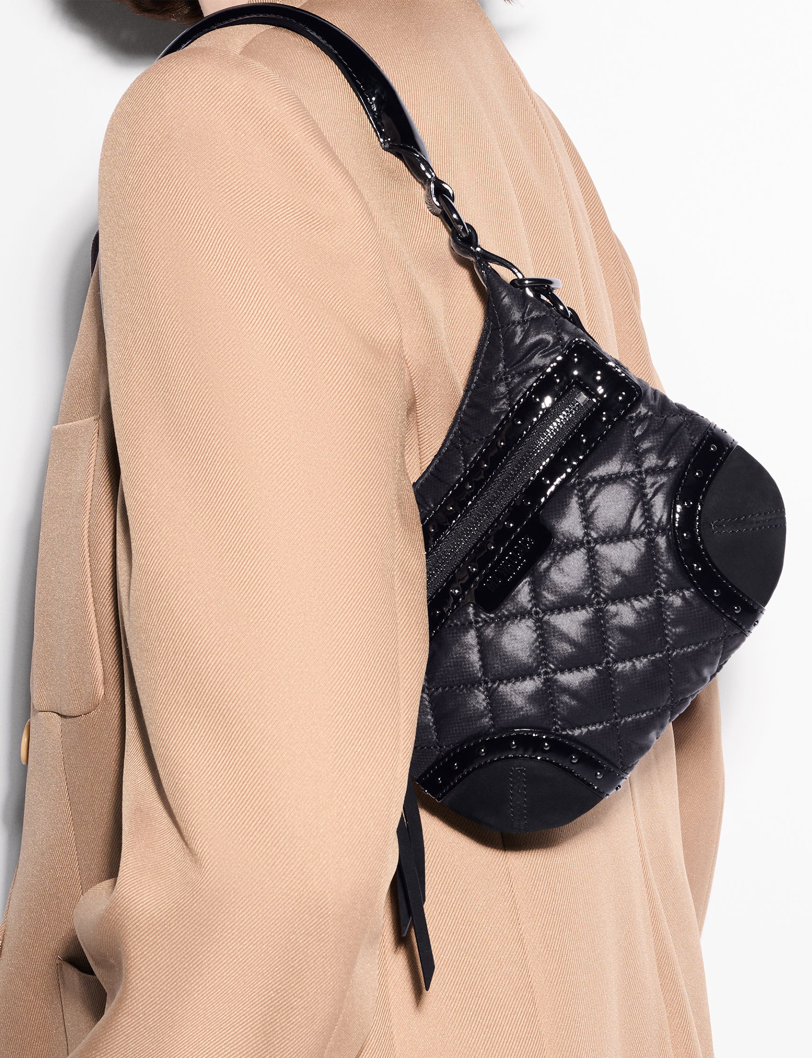 Mini Stud Crosby Sienna, Black Suede