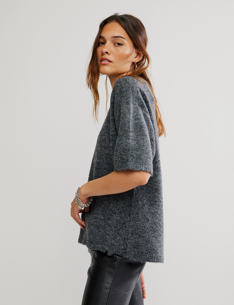 Margot Sweater Tee, Charcoal Heather