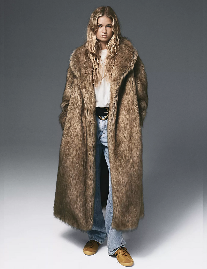 Annice Fur Coat, Sandy Fox/Combo