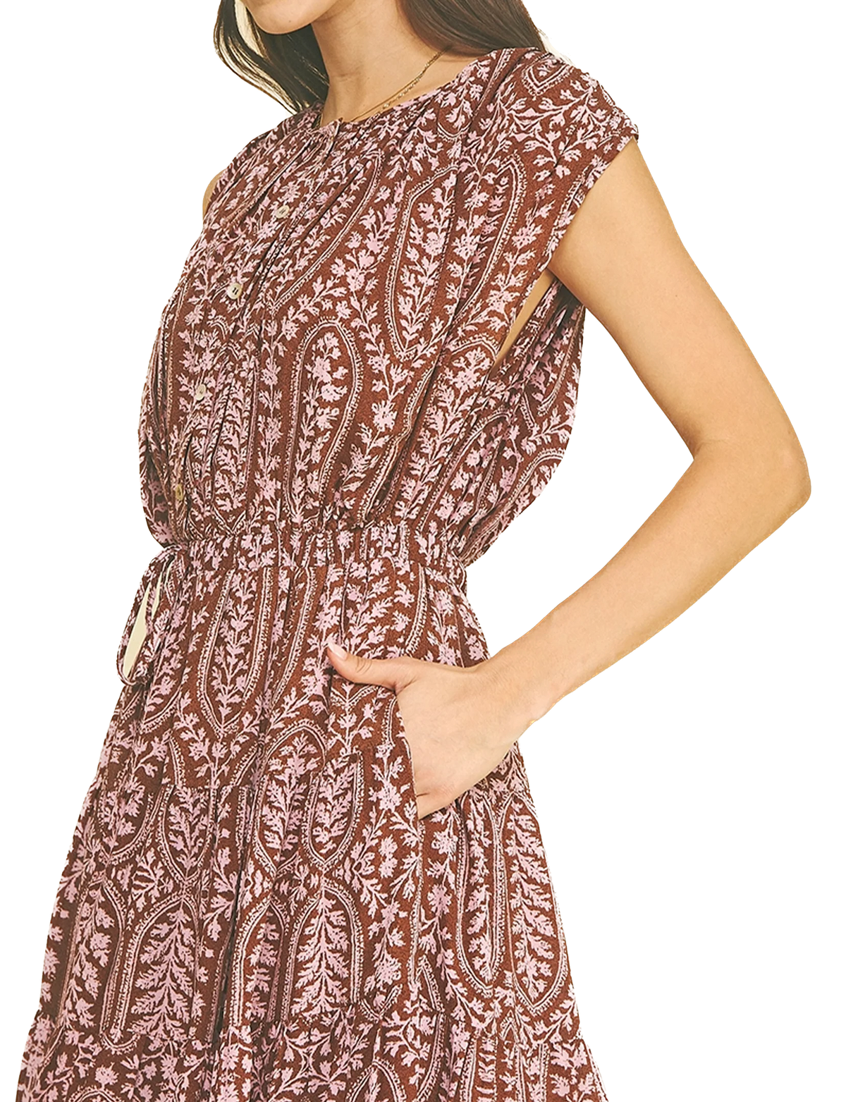 Bohemian Dress, Brown/Pink