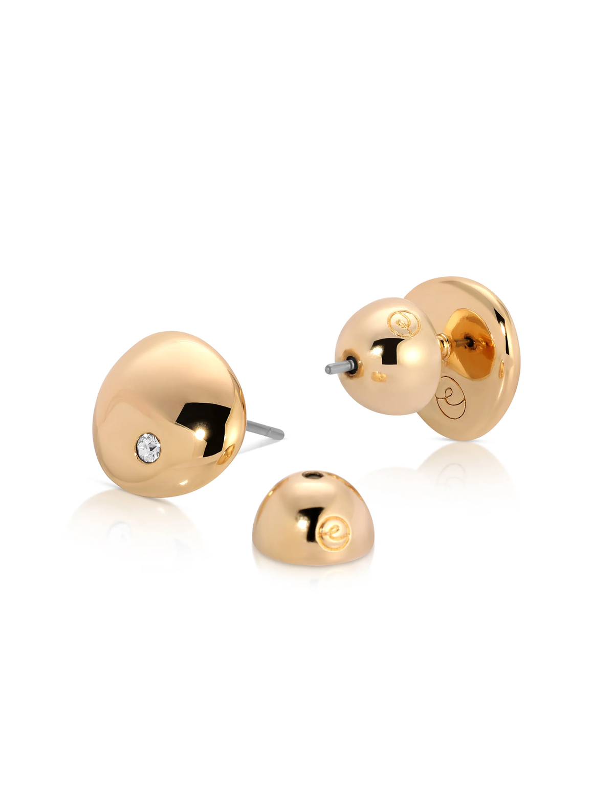 Polished Pebble Crystal Stud, Gold