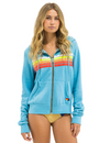 5 Stripe Zip Hoodie, Aquamarine/White Neon