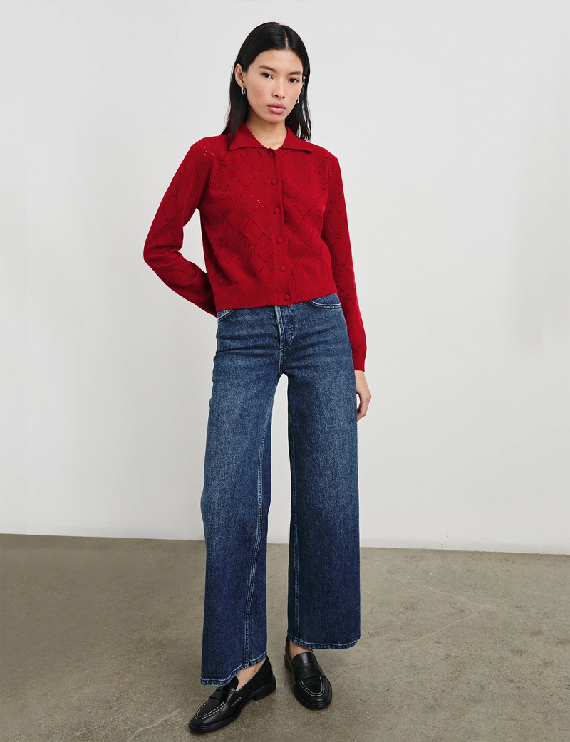 Simone Velvet Sweater, Red