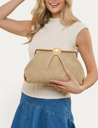 Full Circle Clutch XL, Raffia
