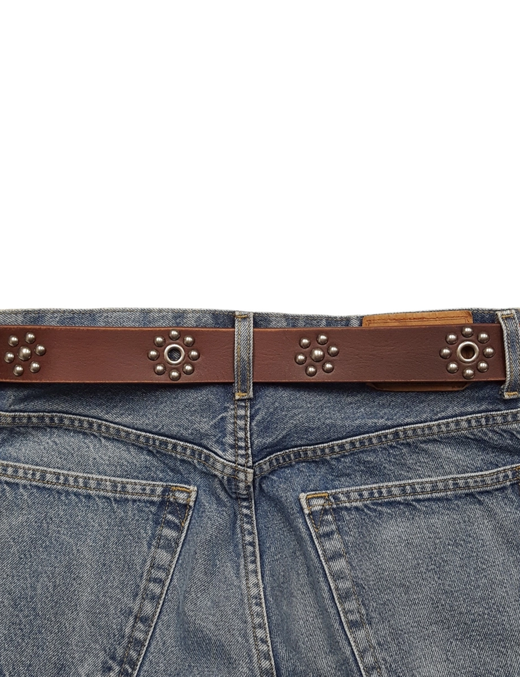 Vintage Edge Studded Belt, Brown