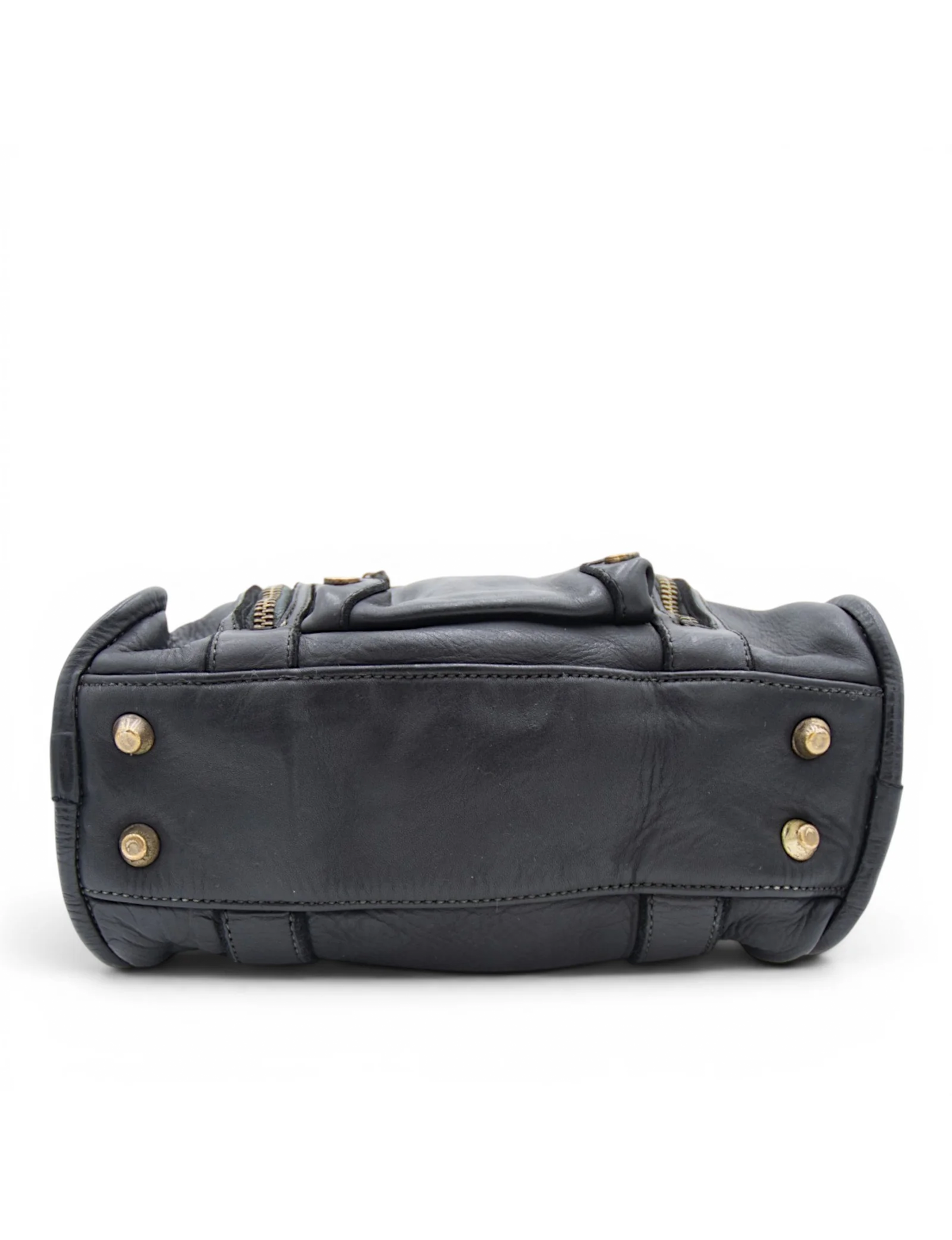 Small Leather Satchel, Black
