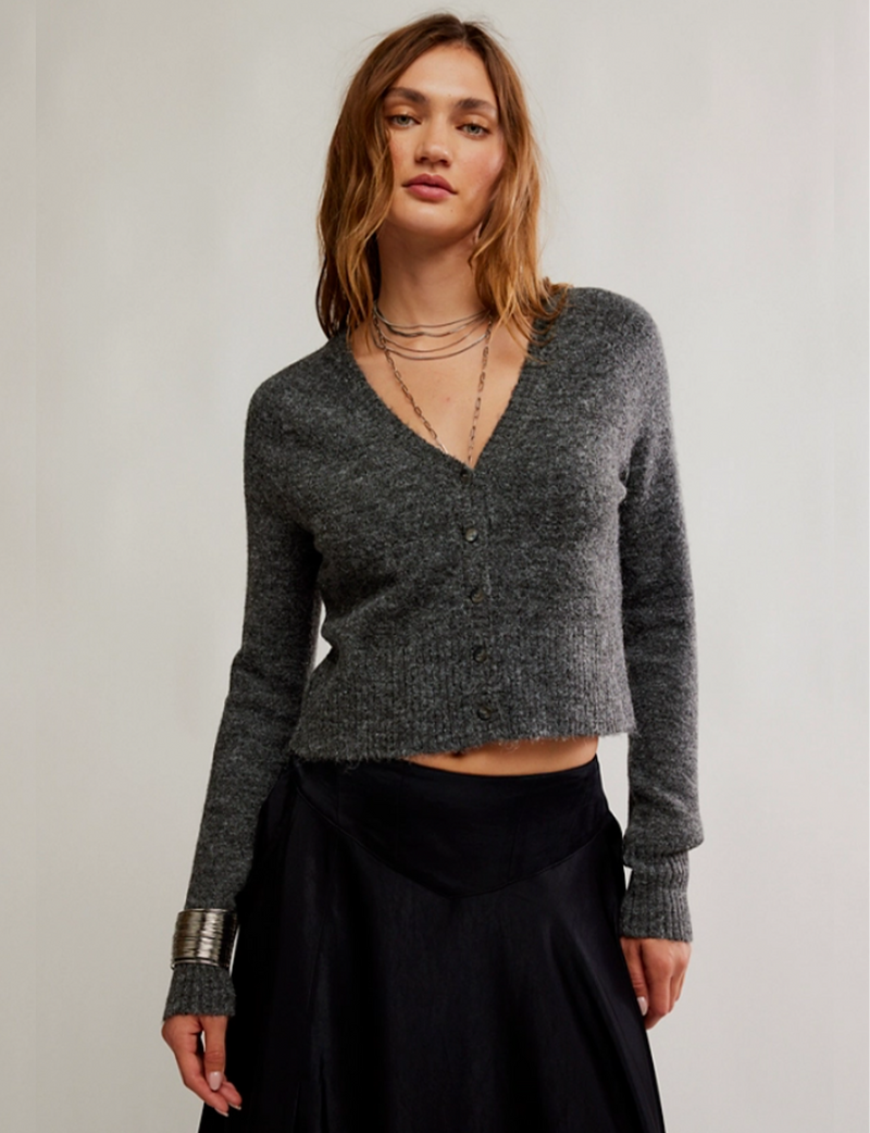 School Girl Cardi, Charcoal Heather