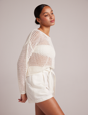 Relaxed Dropped Shoulder Sweater, Off White