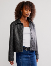 Hera Vegan Leather Jacket, Black