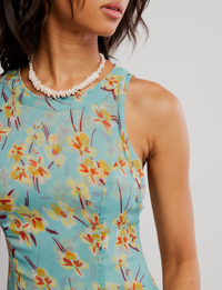 Raven Printed Mini Dress, Aqua/Combo