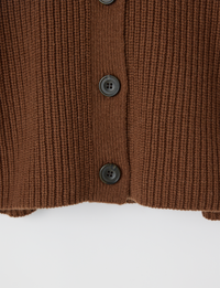 V Neck Cardigan, Brown