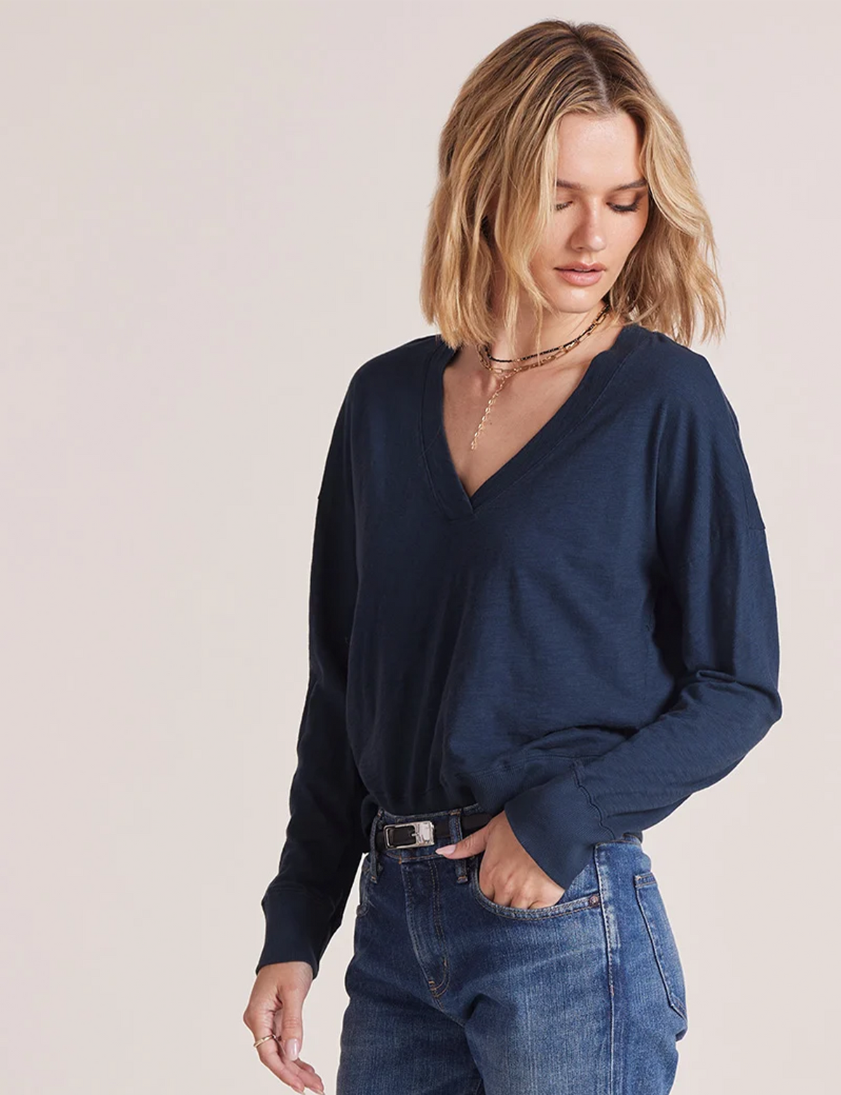 Deep VNeck Pullover, Hale Navy