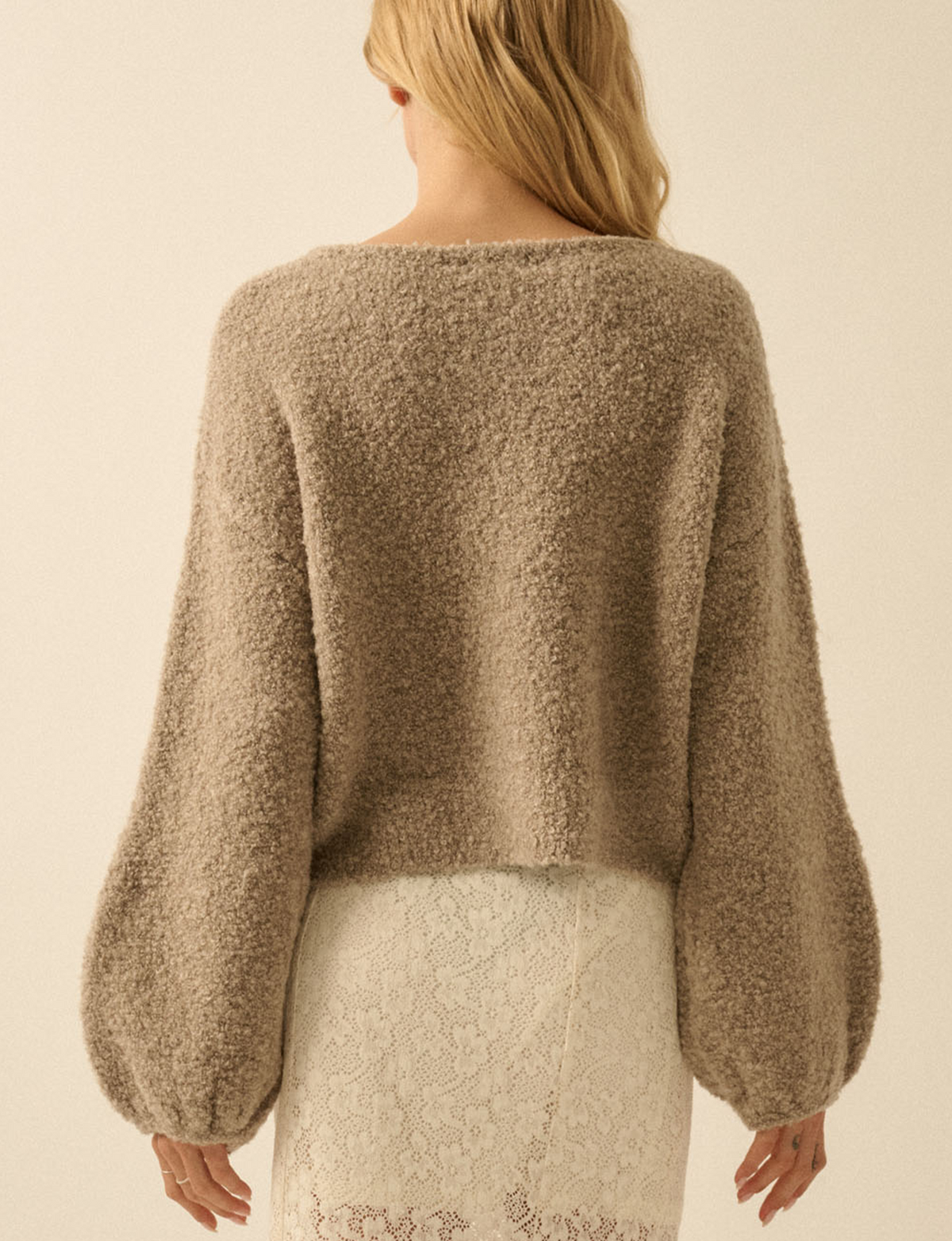 Bubble Sleeve Sweater, Mocha