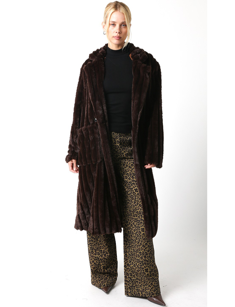 Devin Faux Fur Coat, Brown