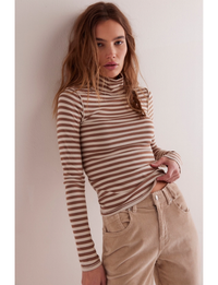 Good Good Stripe Turtleneck, Otter/Tea