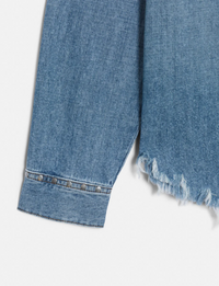 Distressed Western Shirt, Vintage Biker/Blue Stud