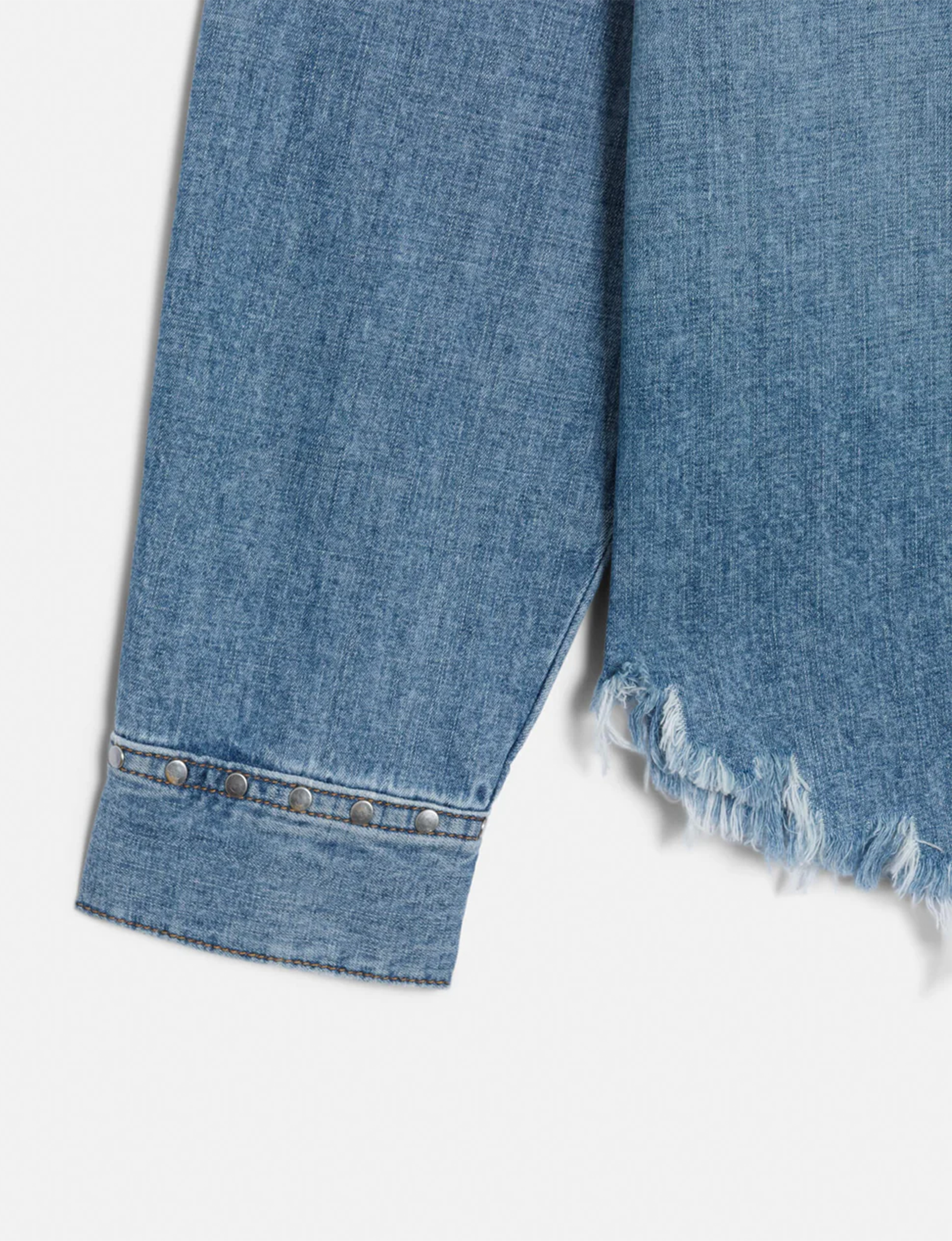 Distressed Western Shirt, Vintage Biker/Blue Stud