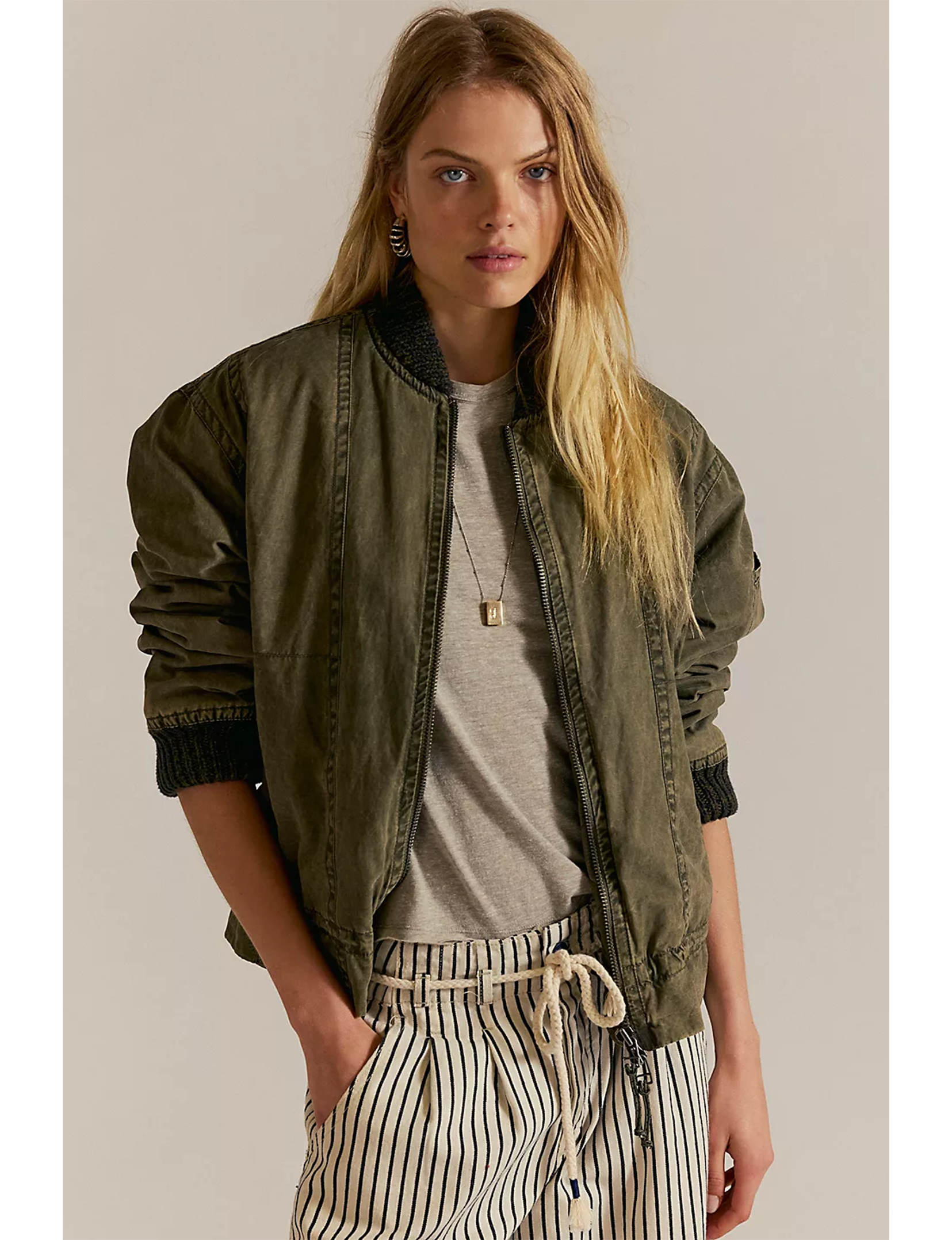 Jax Washed Bomber, Olive